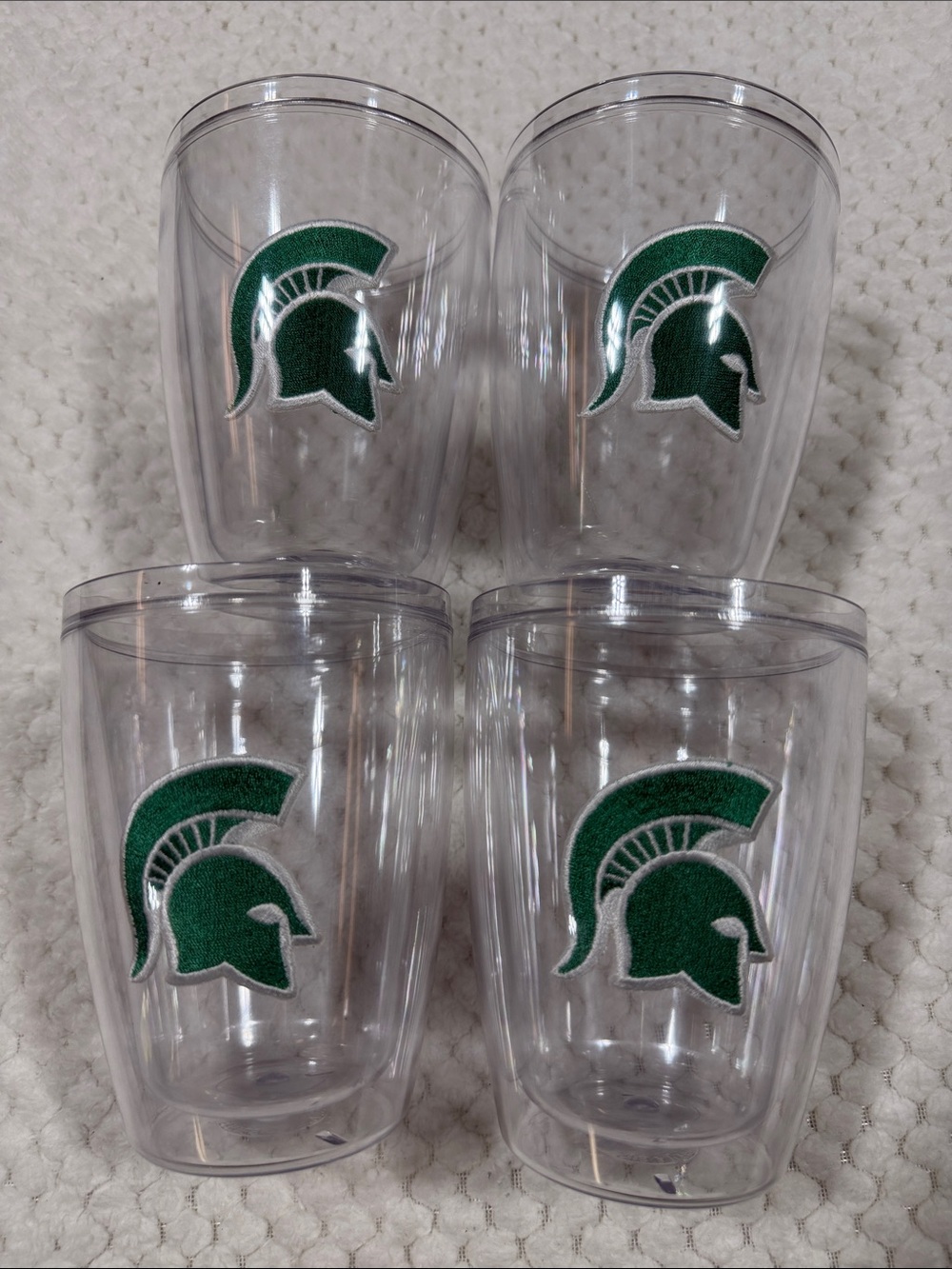 Set of 4 Tervis Clear Double-Wall Tumblers with Michigan State Logo